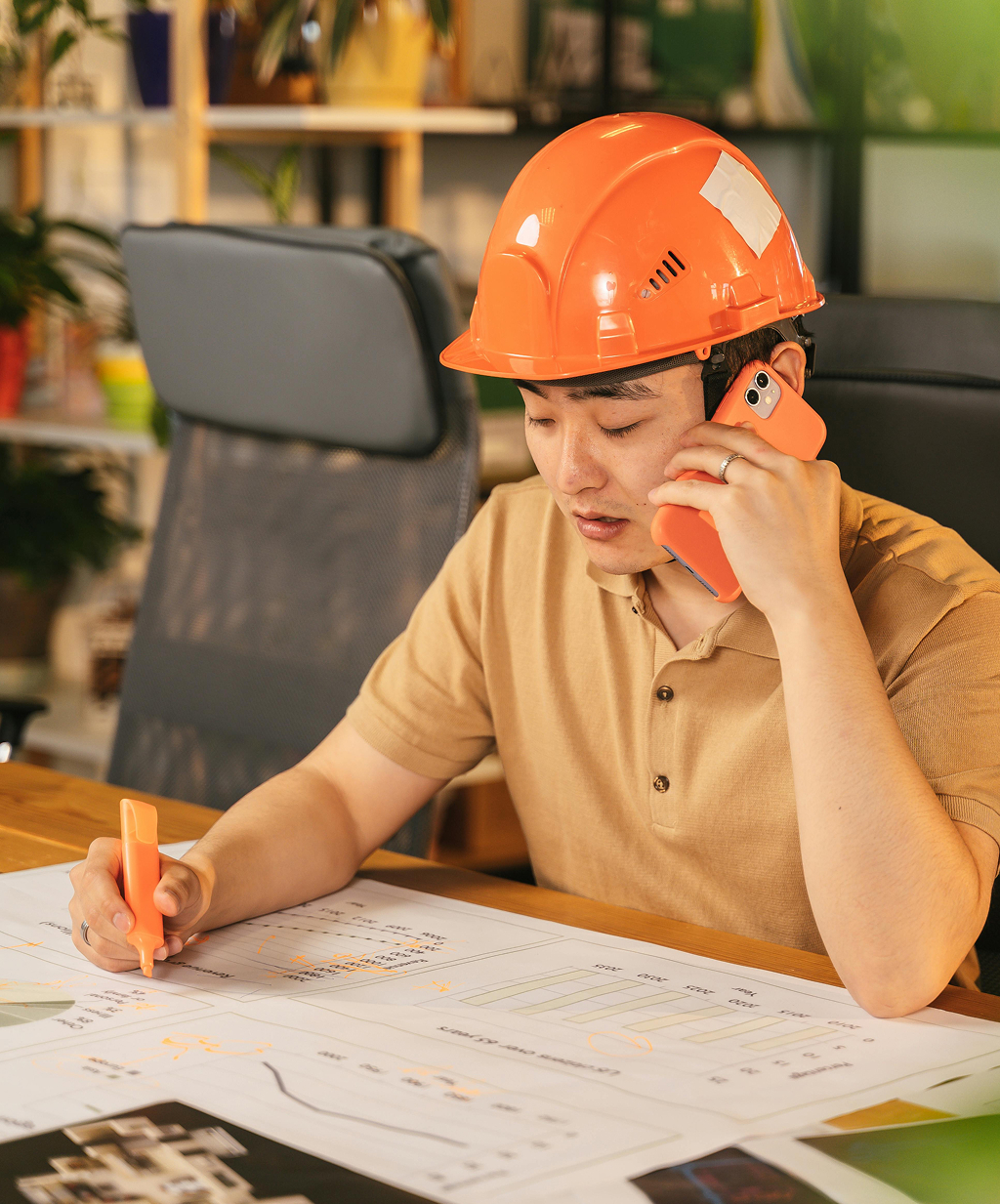 Filipino offshore professional working productively at their workstation
